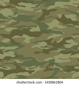 Seamless camouflage pattern. Khaki texture, vector illustration. Camo print background. Abstract military style backdrop
