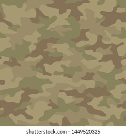 Seamless camouflage pattern. Khaki texture, vector illustration. Camo print background. Abstract military style backdrop