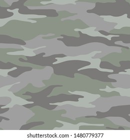 Seamless camouflage pattern. Khaki texture, vector illustration. Camo print background. Abstract military style backdrop