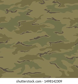 Seamless camouflage pattern. Khaki texture, vector illustration. Camo print background. Abstract military style backdrop