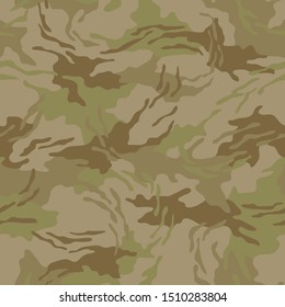 Seamless camouflage pattern. Khaki texture, vector illustration. Camo print background. Abstract military style backdrop