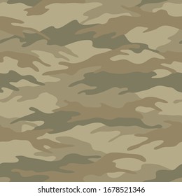 Seamless camouflage pattern. Khaki texture, vector illustration. Camo print background. Abstract military style backdrop