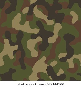 Seamless camouflage pattern. Khaki texture, vector illustration. Camo print background. Abstract military style backdrop