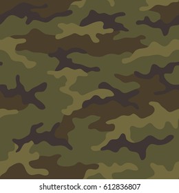 Seamless camouflage pattern. Khaki texture, vector illustration. Camo print background. Abstract military style backdrop