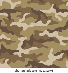 Seamless camouflage pattern. Khaki texture, vector illustration. Camo print background. Abstract military style backdrop