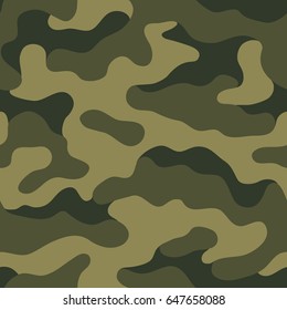 Seamless camouflage pattern. Khaki texture, vector illustration. Camo print background. Abstract military style backdrop