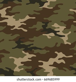 Seamless camouflage pattern. Khaki texture, vector illustration. Camo print background. Abstract military style backdrop