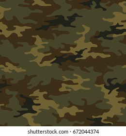 Seamless camouflage pattern. Khaki texture, vector illustration. Camo print background. Abstract military style backdrop