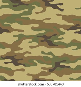 Seamless camouflage pattern. Khaki texture, vector illustration. Camo print background. Abstract military style backdrop