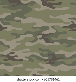 Seamless camouflage pattern. Khaki texture, vector illustration. Camo print background. Abstract military style backdrop