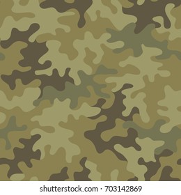 Seamless camouflage pattern. Khaki texture, vector illustration. Camo print background. Abstract military style backdrop