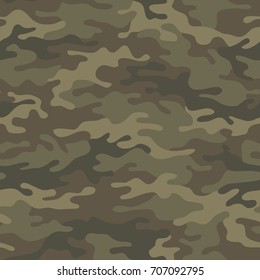  Nahtlose Tarnung. Chaki Textur, Vektorillustration Illustration. Camo-Druckhintergrund. Abstrakter militärischer Hintergrund