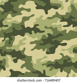 Patrón de camuflaje sin problemas. Textura khaki, ilustración vectorial. Fondo de impresión de cámara. Fondo de estilo militar abstracto