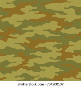 Seamless camouflage pattern. Khaki texture, vector illustration. Camo print background. Abstract military style backdrop