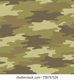 Seamless camouflage pattern. Khaki texture, vector illustration. Camo print background. Abstract military style backdrop