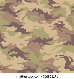 Seamless camouflage pattern. Khaki texture, vector illustration. Camo print background. Abstract military style backdrop