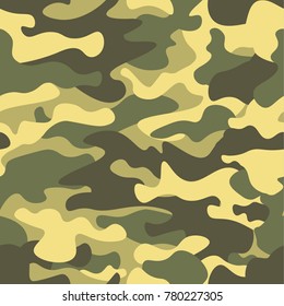 Seamless camouflage pattern. Khaki texture, vector illustration. Camo print background. Abstract military style backdrop