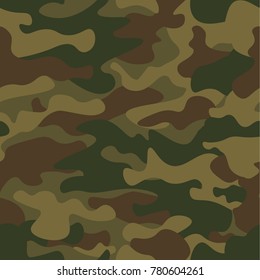 Seamless camouflage pattern. Khaki texture, vector illustration. Camo print background. Abstract military style backdrop.