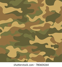 Seamless camouflage pattern. Khaki texture, vector illustration. Camo print background. Abstract military style backdrop for your design.