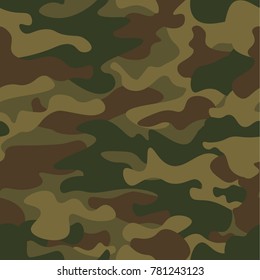 Seamless camouflage pattern. Khaki texture, vector illustration. Camo print background. Abstract military style backdrop.