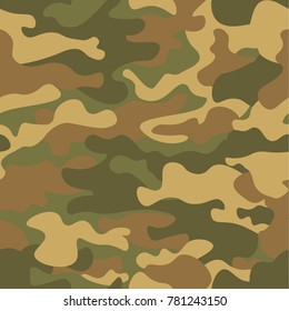 Seamless camouflage pattern. Khaki texture, vector illustration. Camo print background. Abstract military style backdrop for your design.