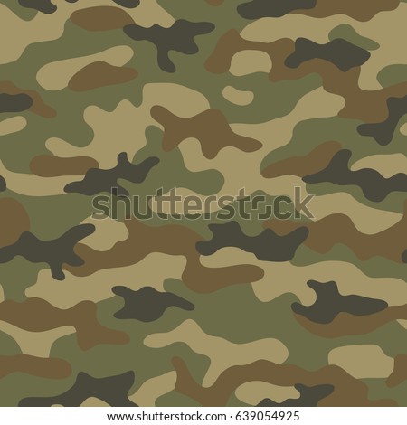 Seamless camouflage pattern. Khaki texture, vector illustration. Camo print background. Abstract military style backdrop