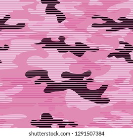 
Seamless camouflage pattern of lines geometric pink art nouveau abstract print textile factory clothing vector