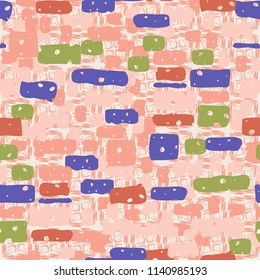 A seamless camouflage pattern made up of brick-like colored spots. The background of the picture is a texture made up of carelessly drawn crosses.