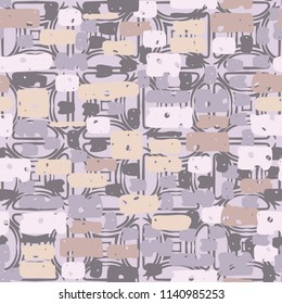 A seamless camouflage pattern made up of brick-like colored spots. The background of the picture is a texture composed of semicircular bubbles and four-pointed stars.