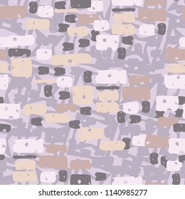 A seamless camouflage pattern made up of brick-like colored spots. The background of the picture is a texture composed of four-pointed stars and squares.