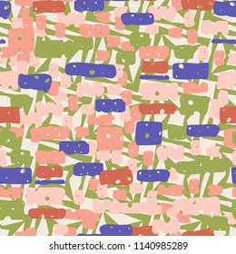 A seamless camouflage pattern made up of brick-like colored spots. The background of the picture is a texture composed of four-pointed stars and squares.