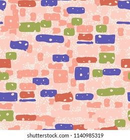 A seamless camouflage pattern made up of brick-like colored spots. The background of the picture is a texture composed of contour seven-pointed stars.