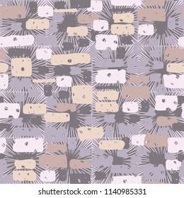 A seamless camouflage pattern made up of brick-like colored spots. The background of the picture is a texture made up of square suns.