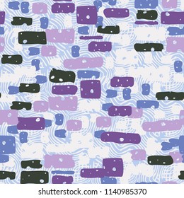 A seamless camouflage pattern made up of brick-like colored spots. The background of the picture is a texture composed of curved lines.