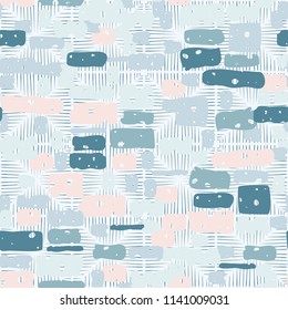 A seamless camouflage pattern made up of brick-like colored spots. The background of the picture is a texture composed of squares consisting of sloppy lines.