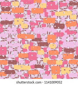 A seamless camouflage pattern made up of brick-like colored spots. The background of the picture is a texture made up of carelessly drawn crosses.
