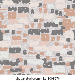 A seamless camouflage pattern made up of brick-like colored spots. The background of the picture is a texture made up of carelessly drawn crosses.