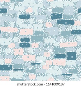 A seamless camouflage pattern made up of brick-like colored spots. The background of the picture is a texture composed of contour seven-pointed stars.