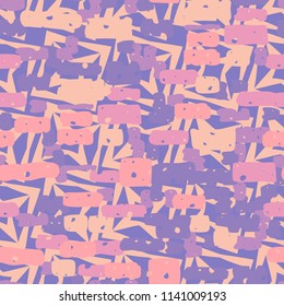 A seamless camouflage pattern made up of brick-like colored spots. The background of the picture is a texture composed of four-pointed stars and squares.