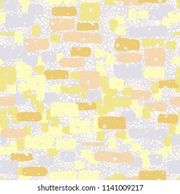 A seamless camouflage pattern made up of brick-like colored spots. The background of the picture is a texture composed of contour seven-pointed stars.