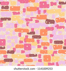 A seamless camouflage pattern made up of brick-like colored spots. The background of the picture is a texture composed of curved lines.