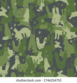 Patrón de camuflaje sin foco hecho de lindos conejitos