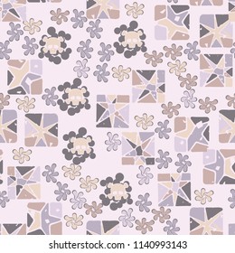 Seamless camouflage pattern made up of skulls, broken stars squares.