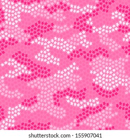 Seamless camouflage pattern made of small stars in pink colors