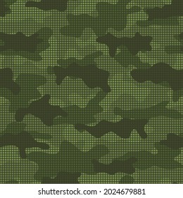Seamless camouflage pattern with mesh. Vector print, with an army pattern. Textile.