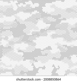 Seamless camouflage pattern. Military texture from hexagonal elements. Abstract camo. Print on fabric. Vector