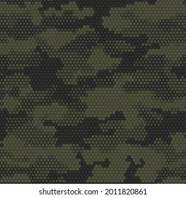 Seamless camouflage pattern. Military texture from hexagonal elements. Abstract camo. Print on fabric. Vector