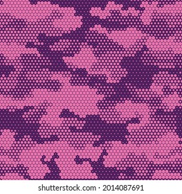 Patrón de camuflaje sin foco. Textura militar de elementos hexagonales. Resumen camo. Imprimir en tela. Vector