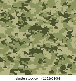Seamless camouflage pattern. Military texture. Camo pixel modern digital. Print on fabric and clothes. Vector illustration.