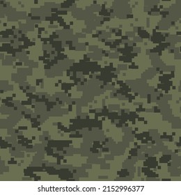 Seamless camouflage pattern. Military texture. Camo pixel modern digital. Print on fabric and clothes. Vector illustration.